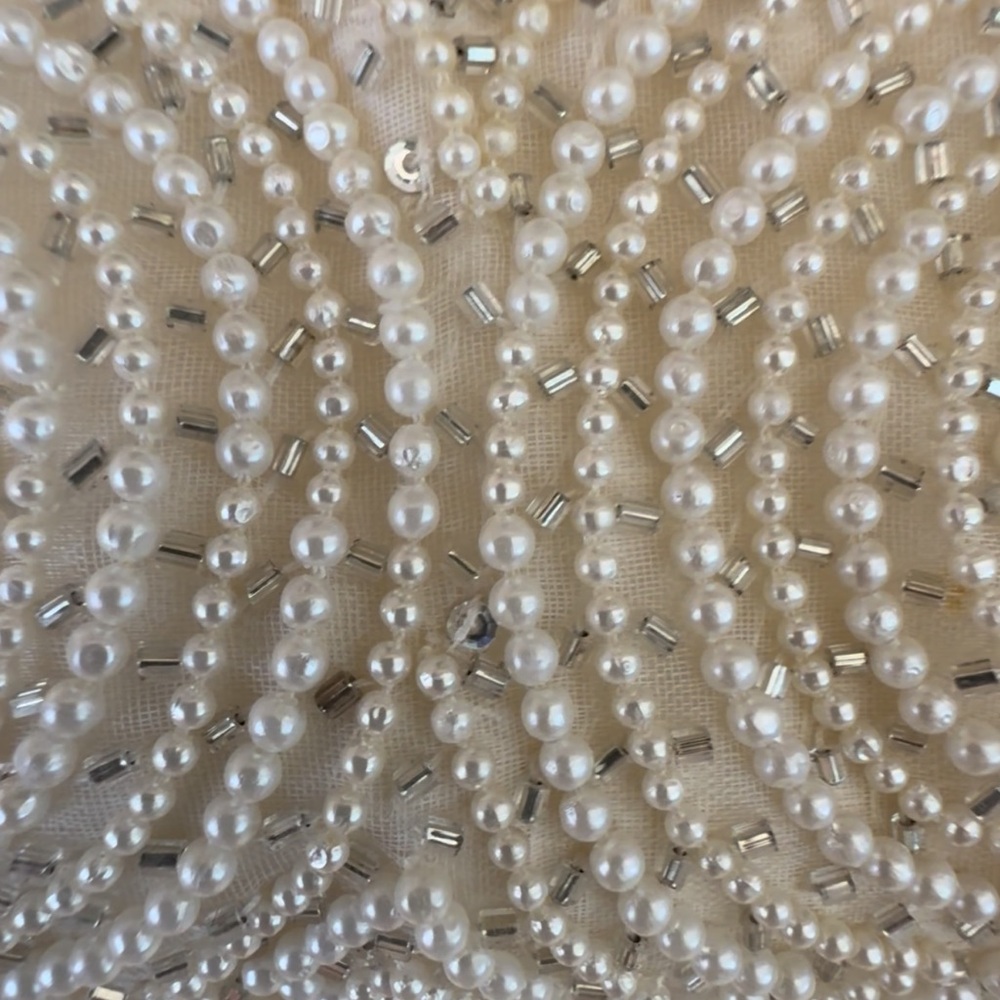 Vintage Handmade Strapless Cream Hand Beaded and pearled corset top and skirt - Picture 12 of 12